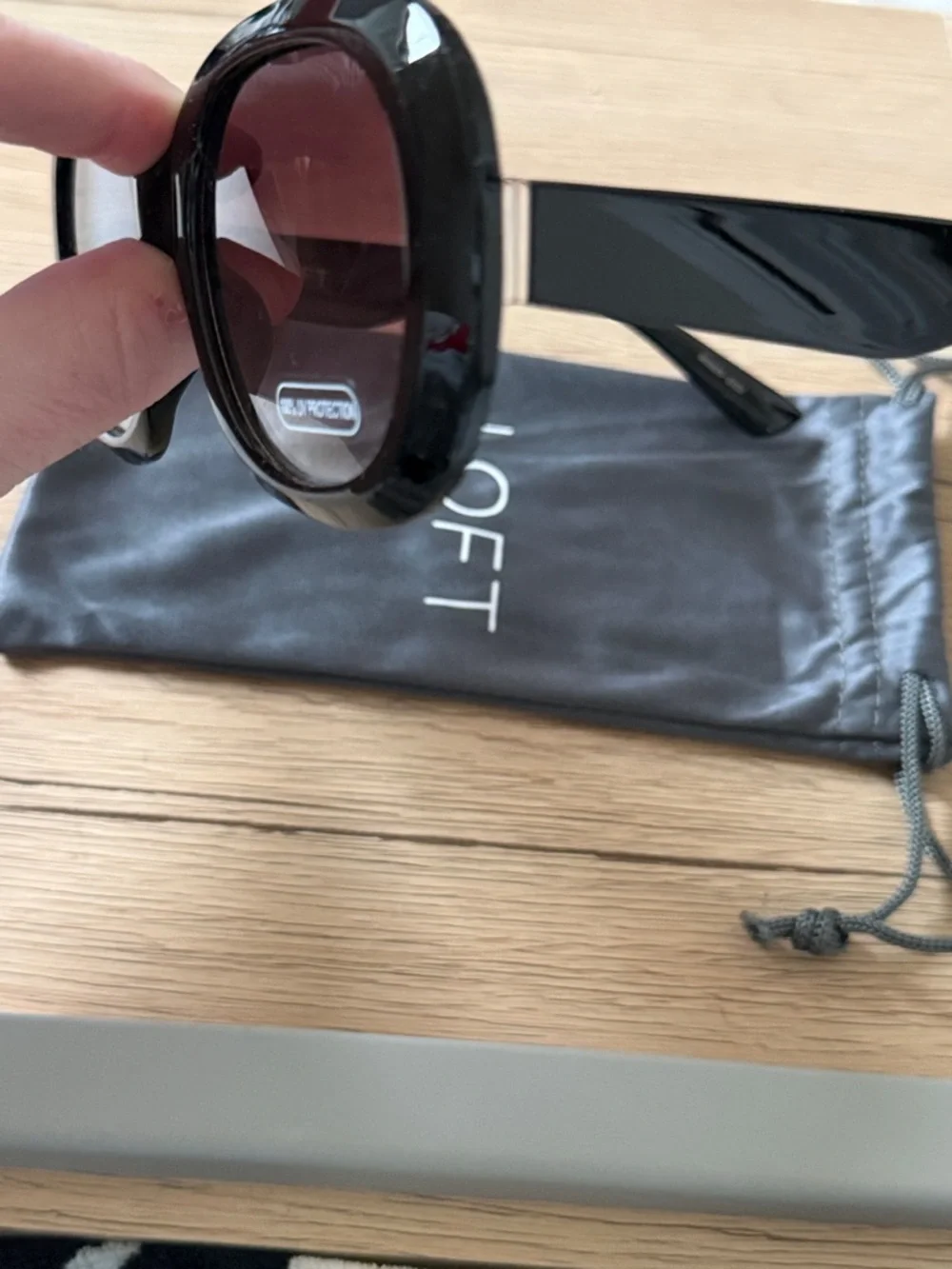 NWT LOFT Black Oversized Round Sunglasses Chic Retro Glam